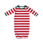Red and white striped baby gown 