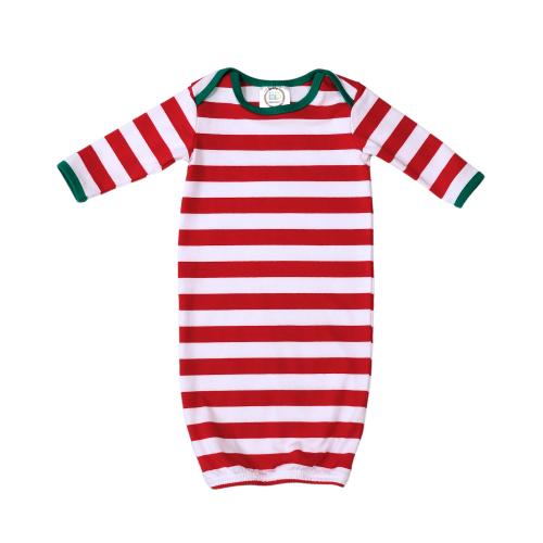 Red and white striped baby gown 