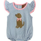 Baby romper with a dog applique