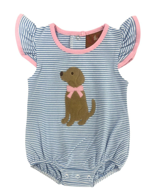 Baby romper with a dog applique