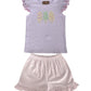 Purple Flutter sleeve with popsicle detail and coordinating pink stripe shorts