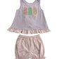 Purple Ruffle Top and Pink Stripe Shorts