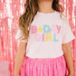 Birthday Girl Rhinestone Patch Short Sleeve T-Shirt - Kids