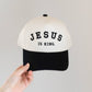 Jesus is King Christian KIDS Hat - Black & Off-White