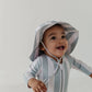 Aqua Grey Stripe Sun Hat