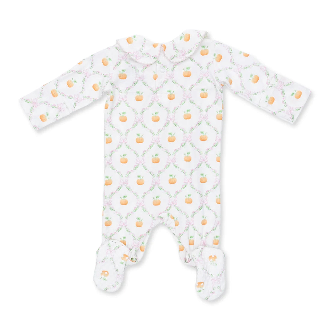 Smocked Peter Pan Snap Footie // Pretty Pumpkin Trellis