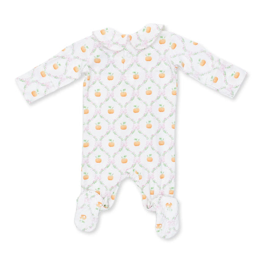 Smocked Peter Pan Snap Footie // Pretty Pumpkin Trellis