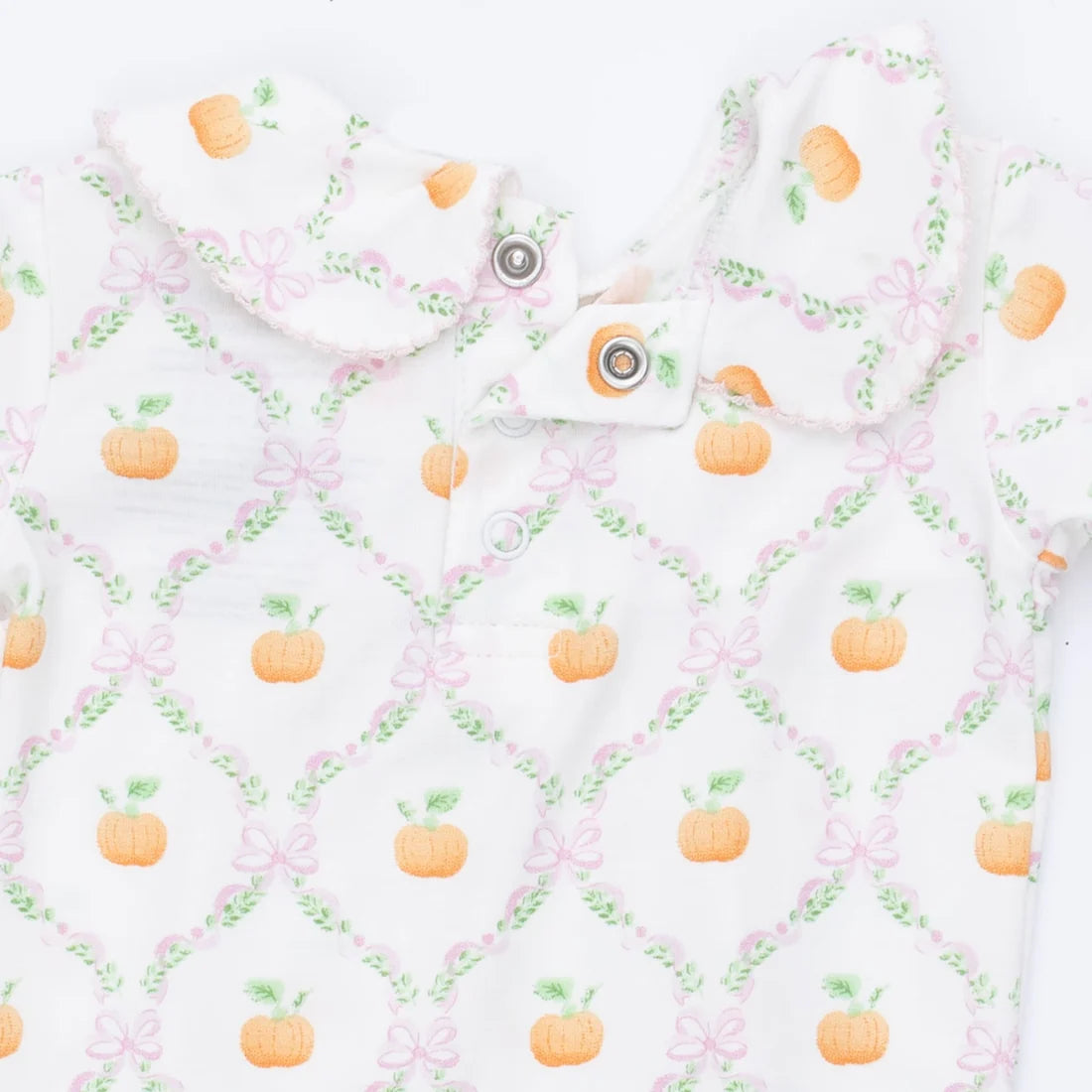Smocked Peter Pan Snap Footie // Pretty Pumpkin Trellis
