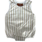 tan Striped baby romper with button details