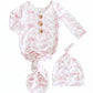 Fancy Frills Newborn Baby Knot Gown & Hat Set