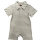 Khaki & White stripe romper with collar detail
