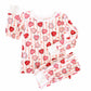 Children's pajama set with heart and stripe pattern 