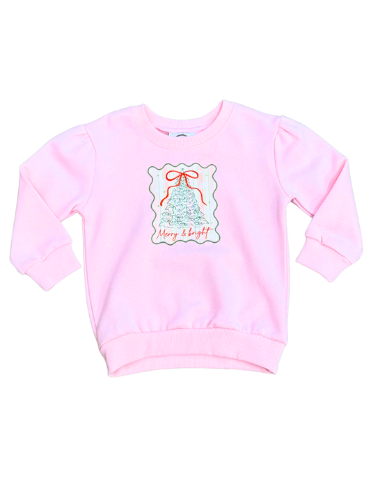 Merry Bright Sweatshirt // Light Pink