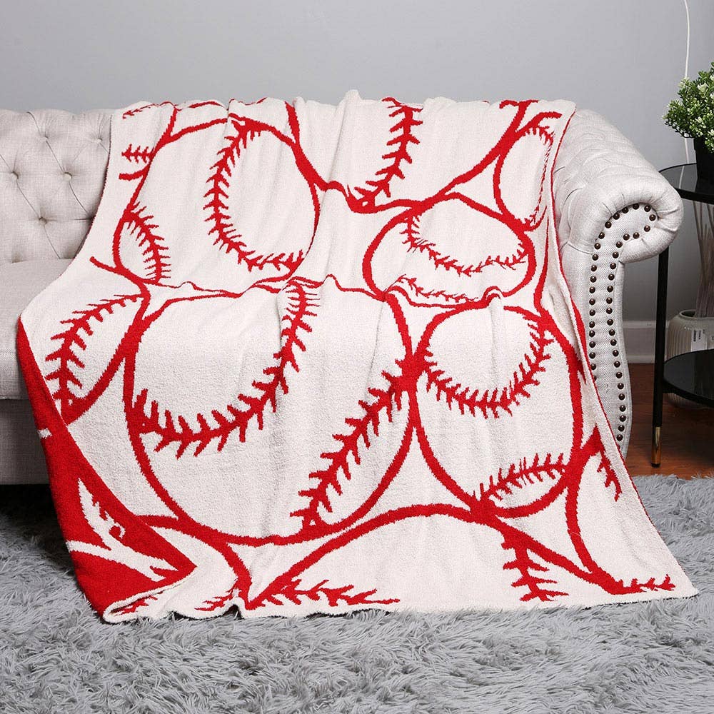 Reversible Baseball Patterned Throw Blanket