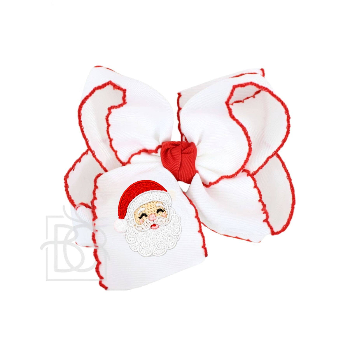 EMBROIDERED SANTA CROCHET EDGE BOWS