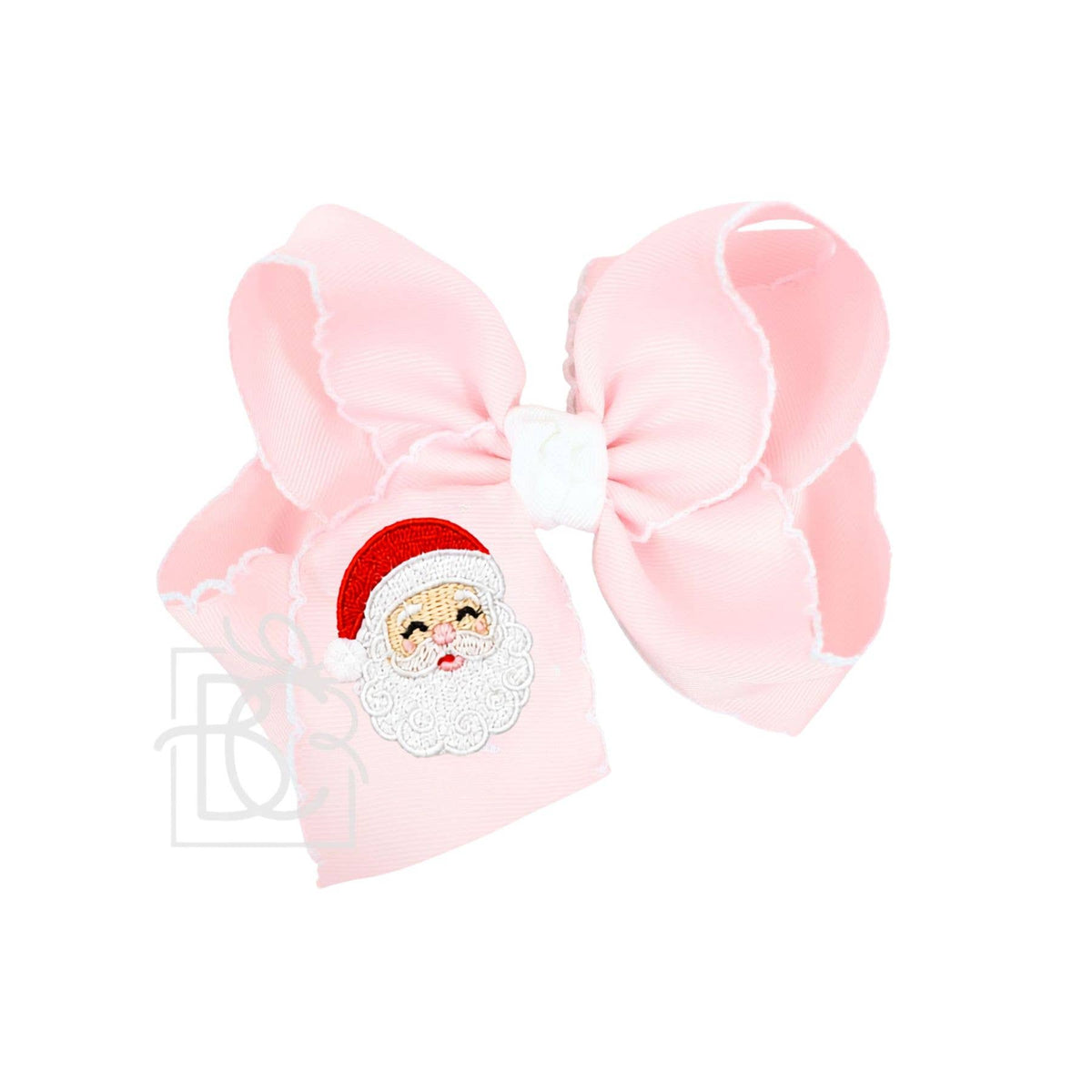 EMBROIDERED SANTA CROCHET EDGE BOWS
