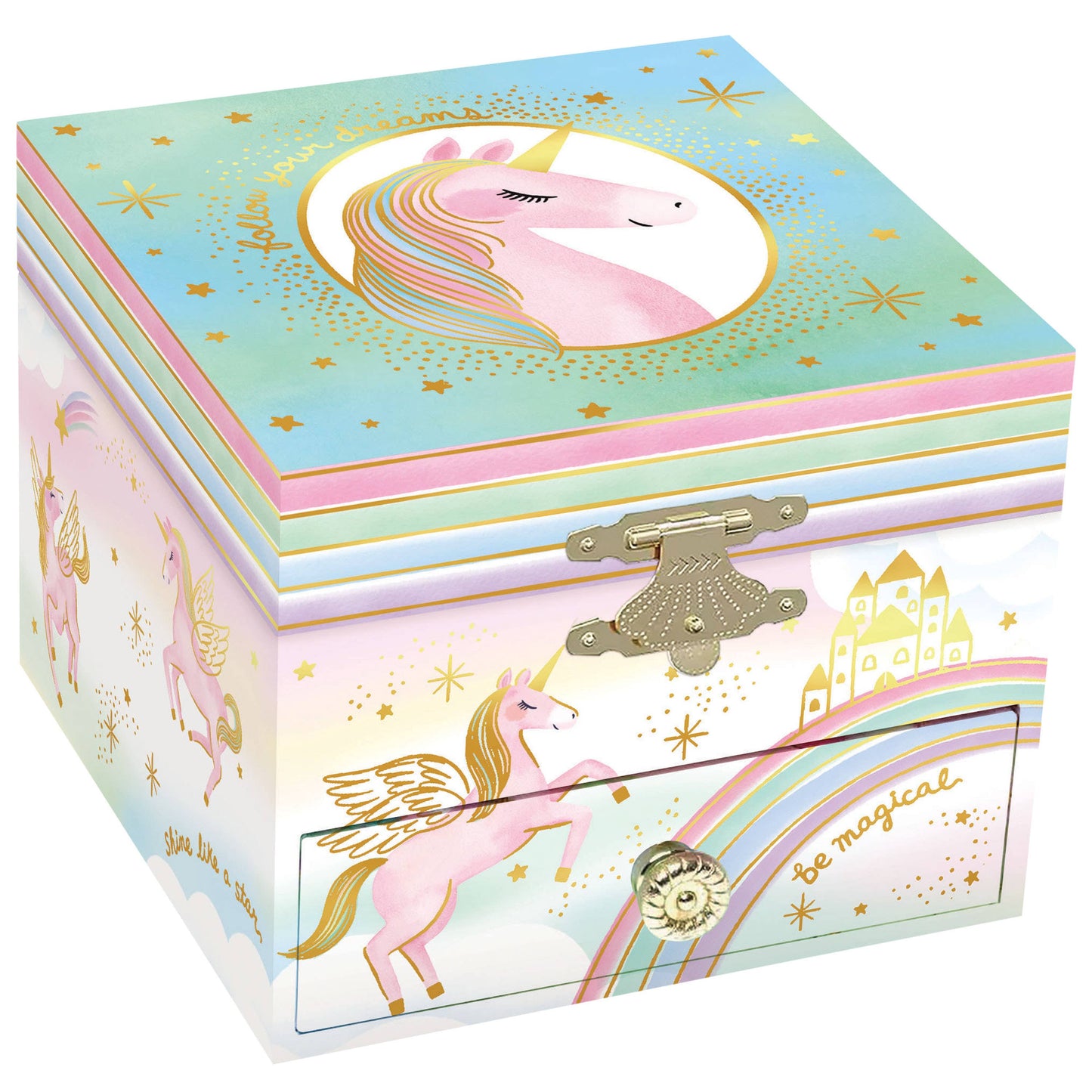 Jewelry box with unicorn design on a white background