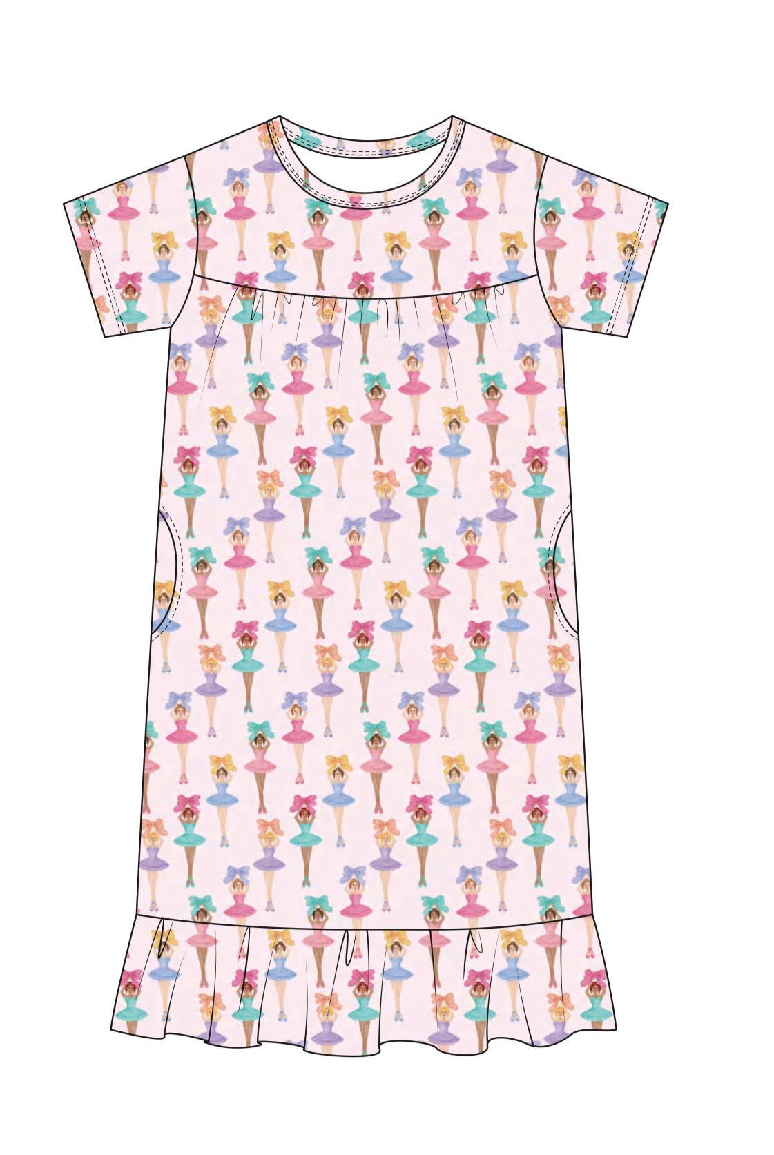 BALLERINA SHORT SLEEVE LOUNGER GOWN