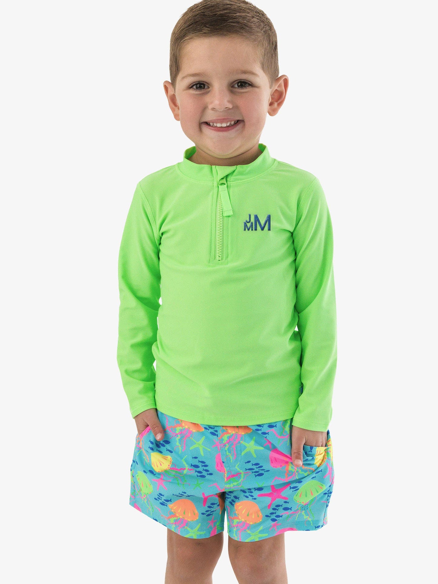 Boys Neon Jelly Time Performance Hybrid Swim Trunks