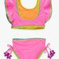 Girls Neon Pink Crochet Detail Butterfly Tankini 2-Piece Swimsuit