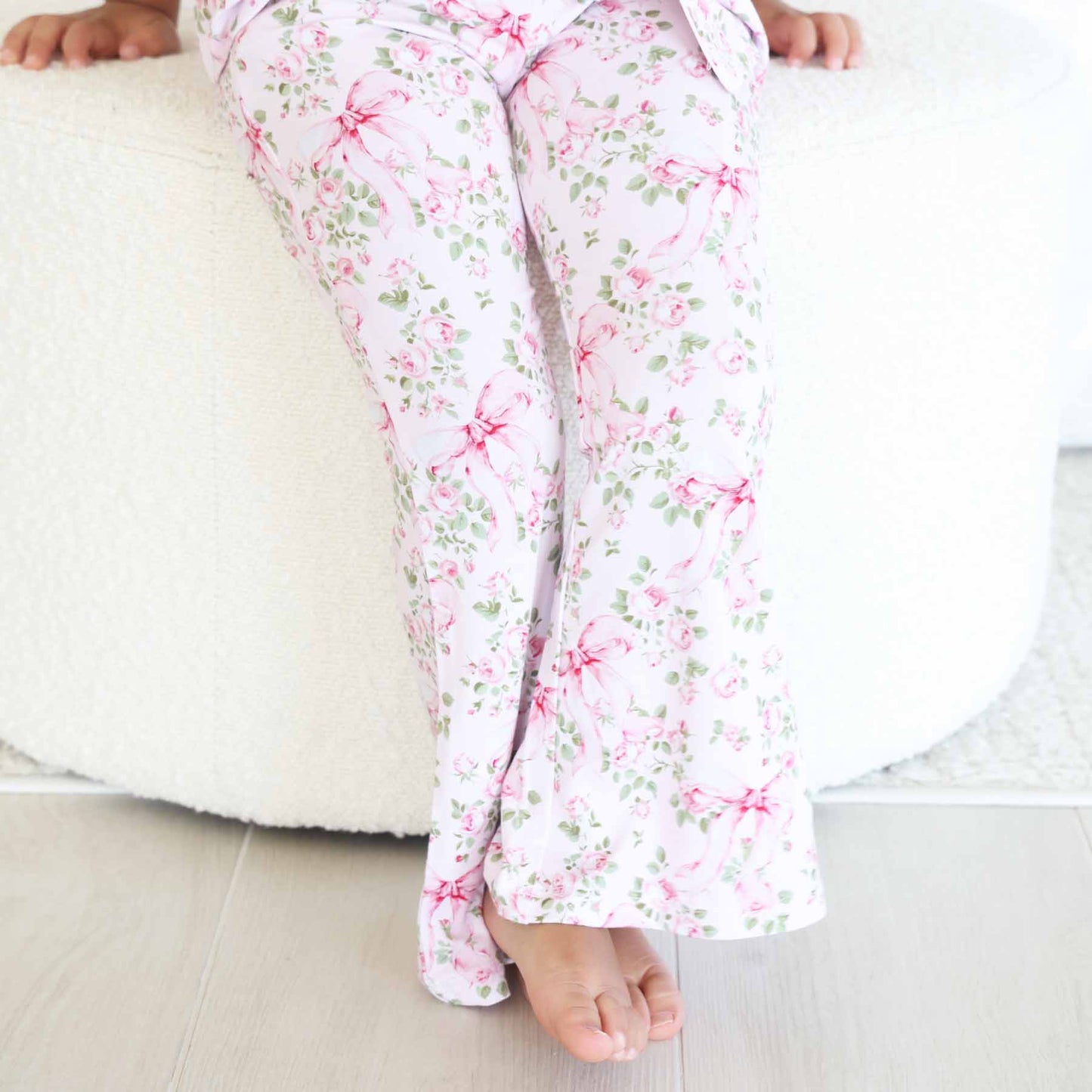 Girl's Two Piece Flare Lounge Set | Bows in Bloom