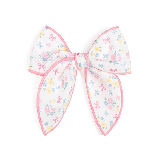 Sweet Floral Bow Clip - Kids Hair Bow - Spring