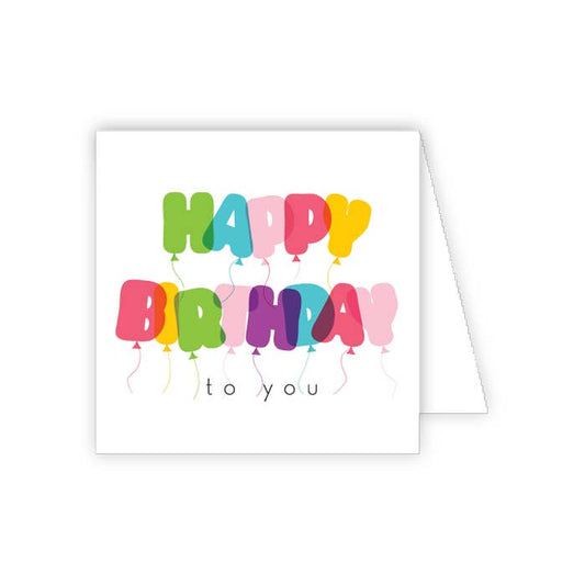 Colorful 'Happy Birthday to you' card with balloons on a white background