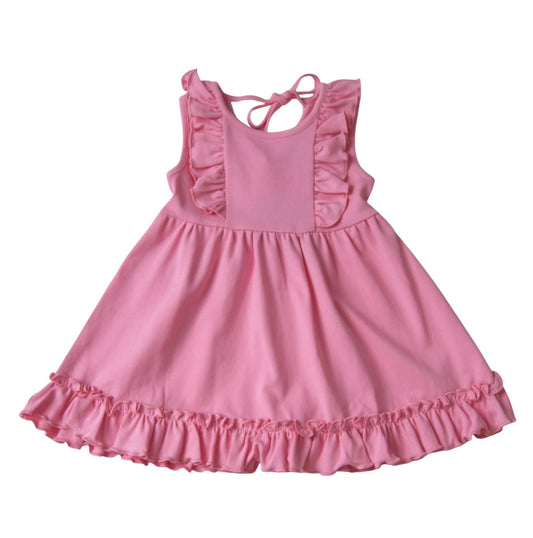 Pink dress with ruffled details 