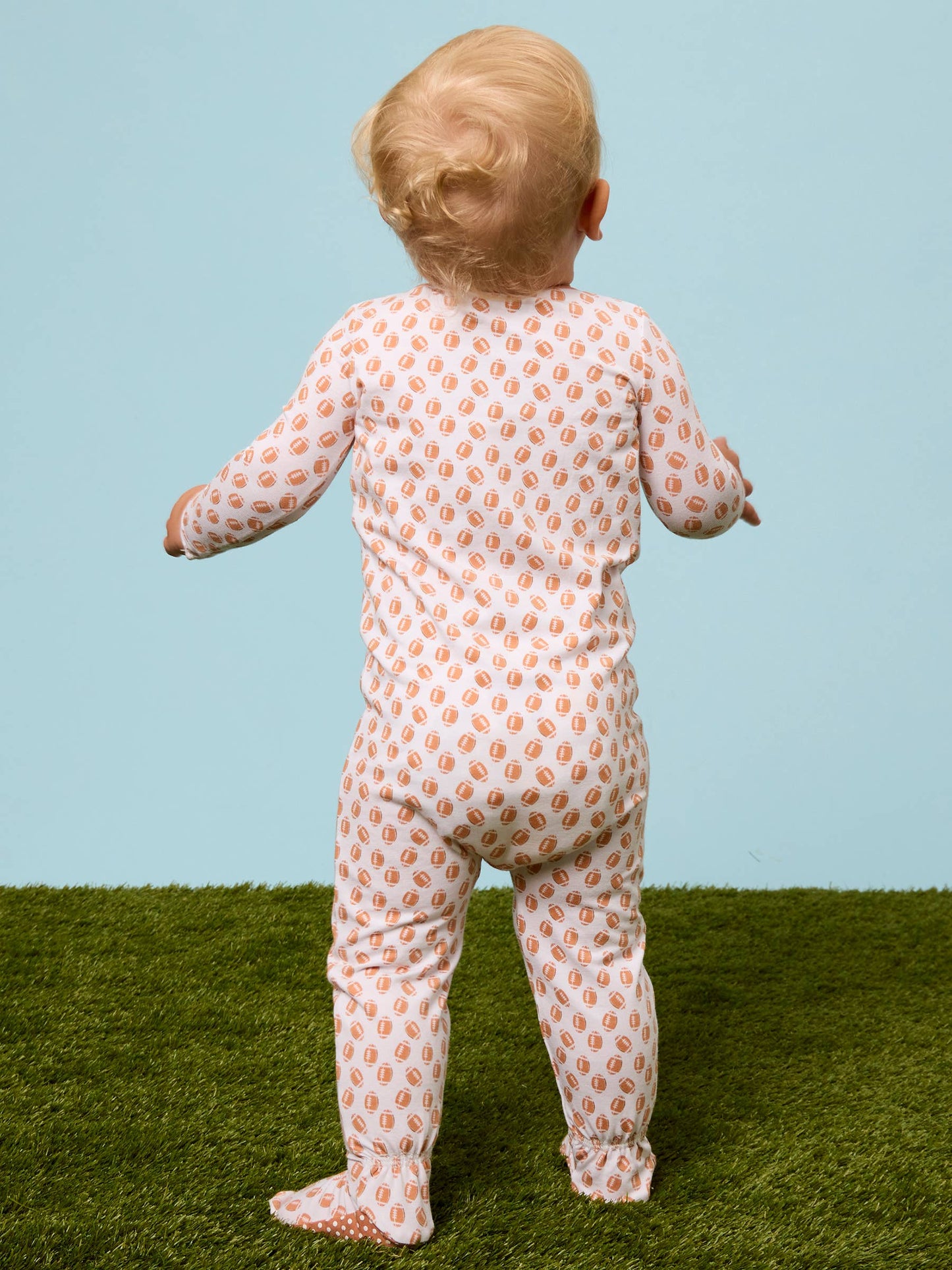 SoftSnooze™ Baby Cotton Modal Football Frenzy Footed One Piece Pajama