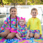 Baby Girls Neon Ocean Coral Long Sleeve One Piece Rash Guard Swimsuit with Signature Rear Ruffles