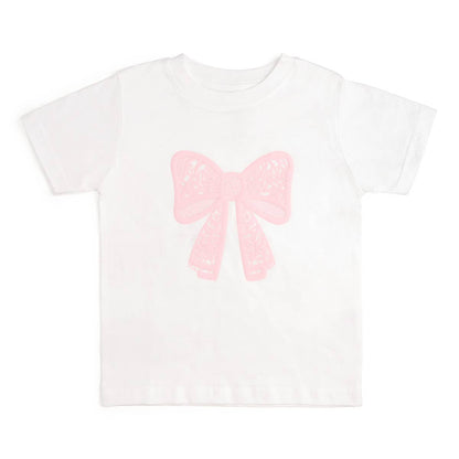 Lace Bow Puff Ink Short Sleeve T-Shirt - Kids Clothing