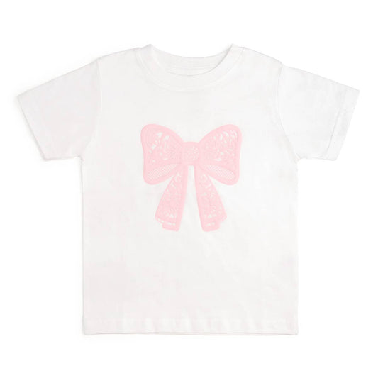 Lace Bow Puff Ink Short Sleeve T-Shirt - Kids Clothing