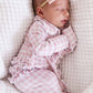 Peter Pan Collar Ruffle Zipper Footie // Rosy Gingham