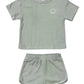 Aqua Gray t-shirt and shorts set with a smiley face logo 