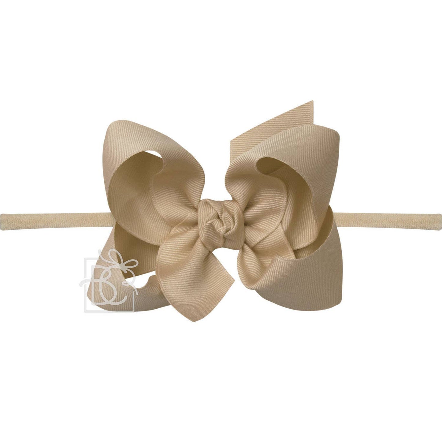 1/4" NYLON PANTYHOSE HEADBAND W/SIGNATURE GROSGRAIN BOW