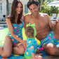Baby Girls Neon Jelly Time Long Sleeve One Piece Rash Guard Swimsuit with Signature Rear Ruffles