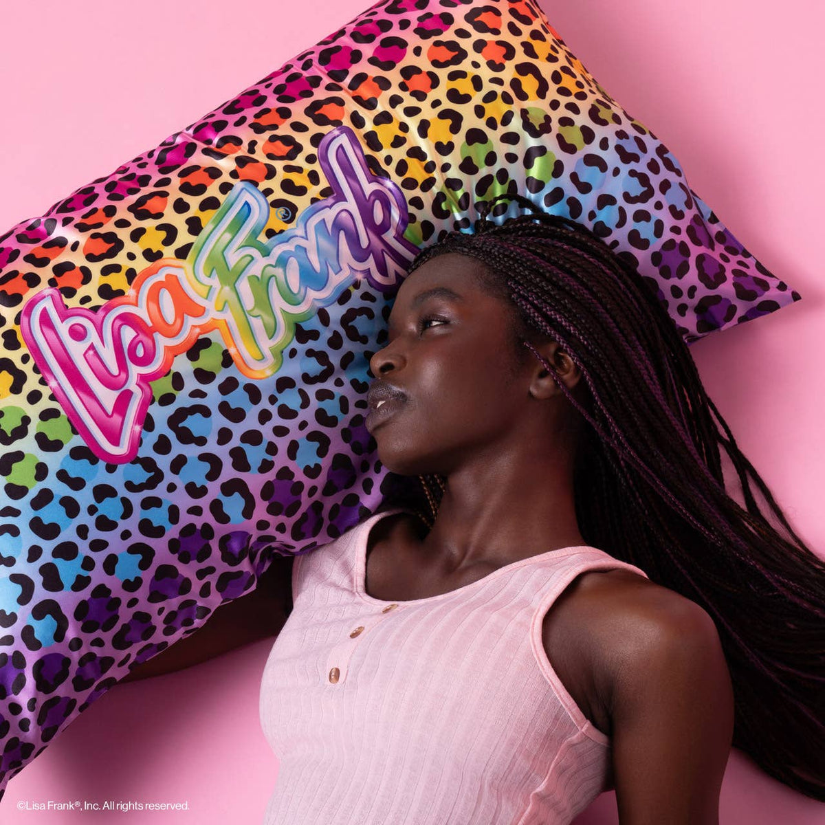 Lisa Frank x Kitsch Standard Satin Pillowcase // Rainbow Leopard