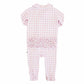 Peter Pan Collar Ruffle Zipper Footie // Rosy Gingham