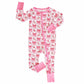 Baby sleeper with pink bow pattern