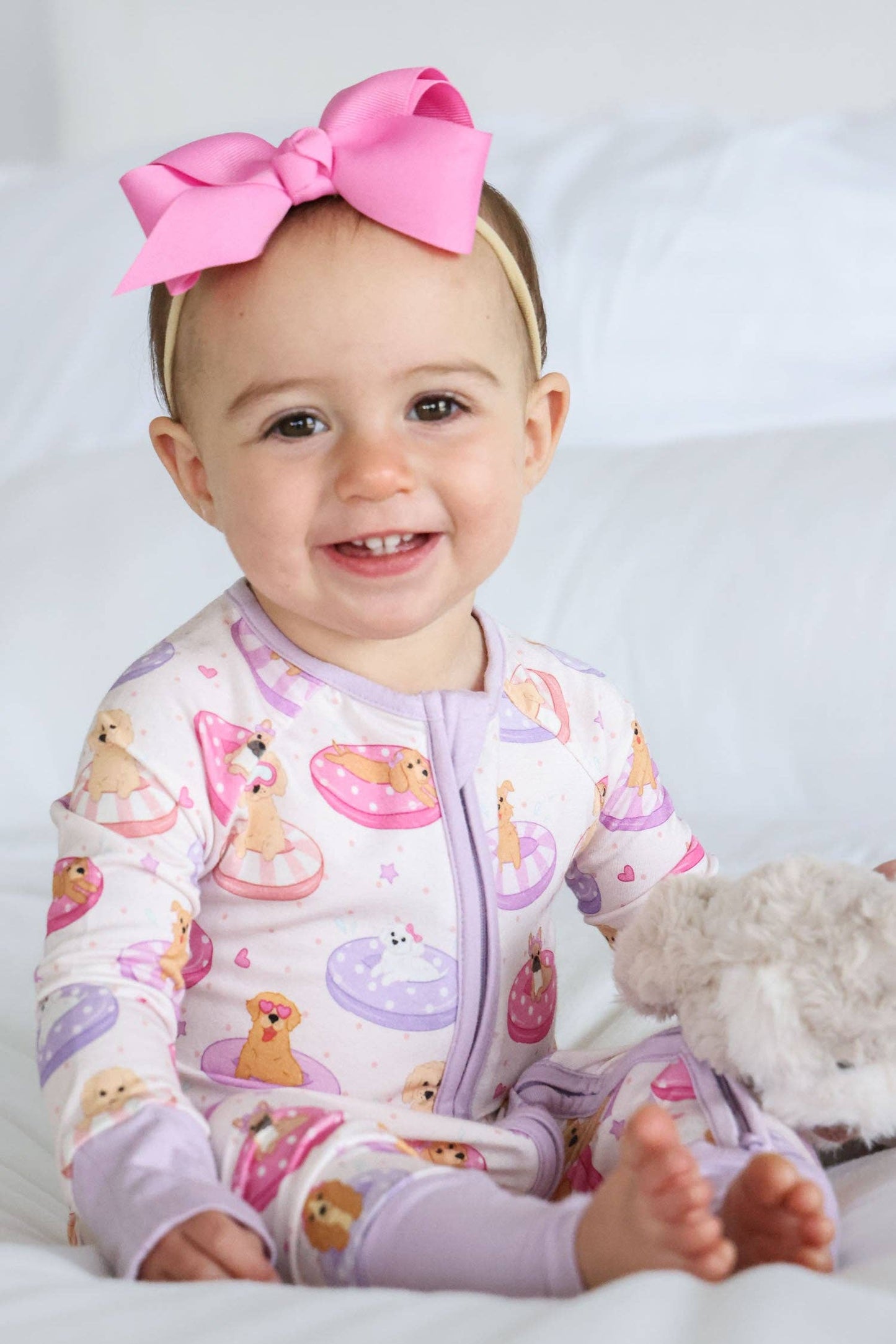 Convertible Zip Romper | Poolside Pups Pink