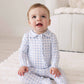 Peter Pan Collar Zipper Footie | Dusty Blue Gingham (Wholesale)