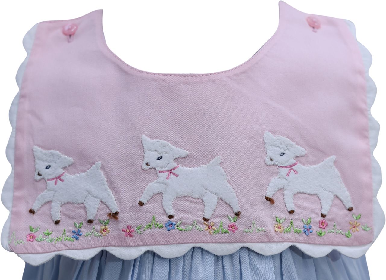 Light Blue Lamb Dress with Removable Bib