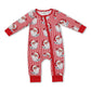 Red and white baby onesie with Santa Claus pattern