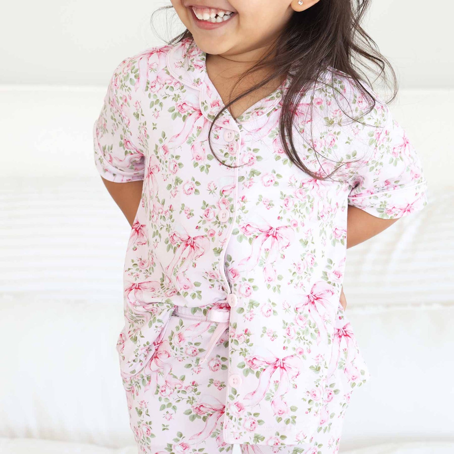 Girl's Two Piece Flare Lounge Set | Bows in Bloom