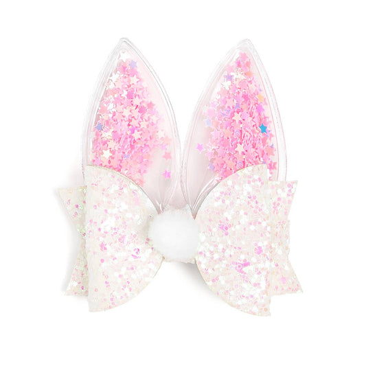 Shaker Easter Bunny Ear Bow Clip - Kids Hair Accessories