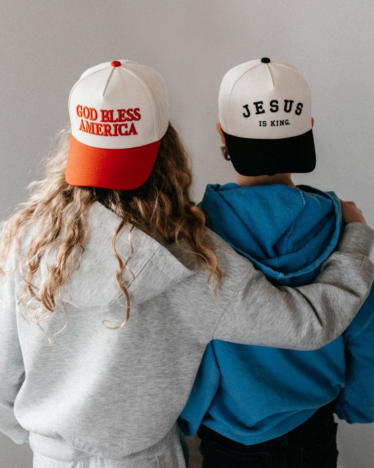 Jesus is King Christian KIDS Hat - Black & Off-White