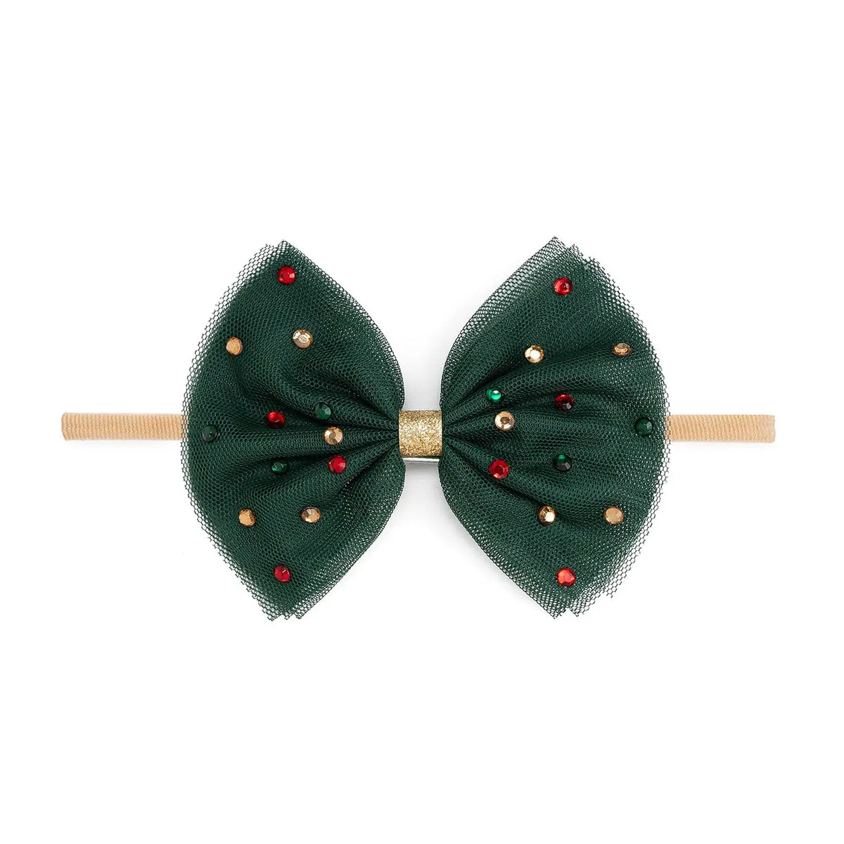 Emerald Rhinestone Tulle Nylon Headband