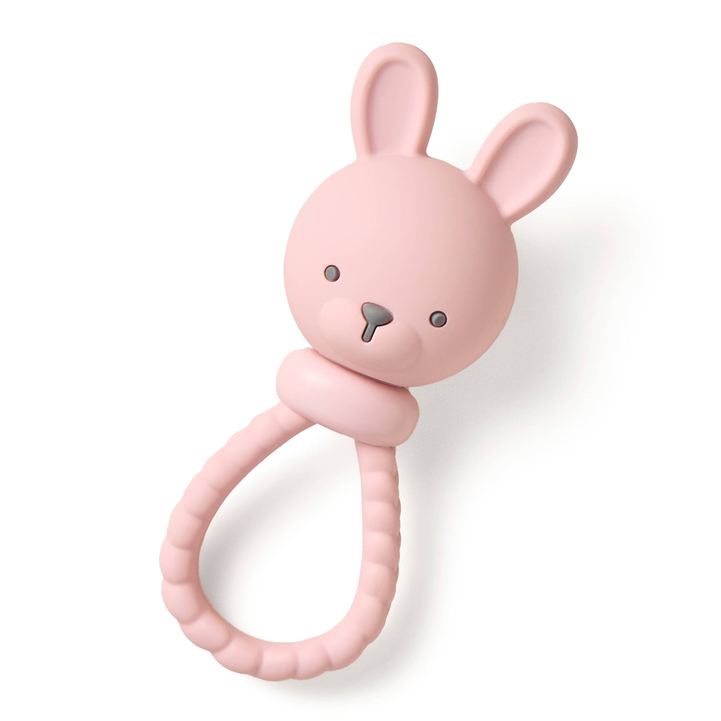Pink bunny-shaped teething ring 