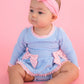 Baby Girls Periwinkle Blue Seersucker Long Sleeve One Piece Bow Peplum Rash Guard Swimsuit with Signature Rear Ruffles