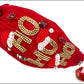 Red Headband with Seed Bead Ho, Ho, Ho